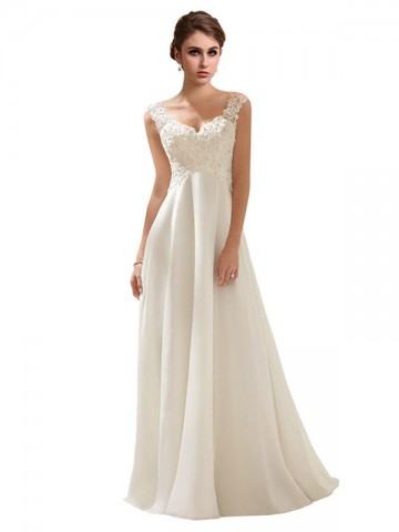 Cheap Juliana Long Sweep Train V-Neck Wedding Dress Sydney