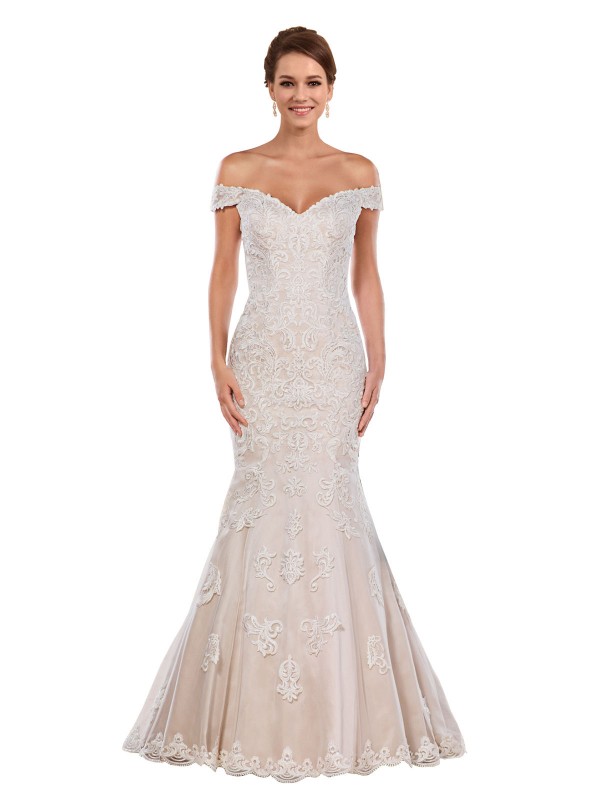 Cheap Leila Long Chapel Train Off the Shoulder Wedding Dress Sydney