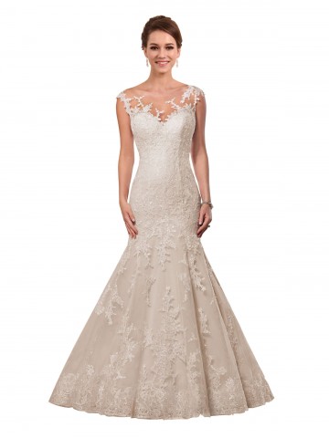 Cheap Alivia Long Chapel Train Illusion Neckline Wedding Dress Sydney